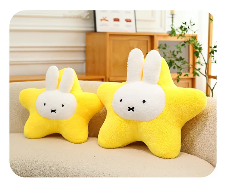 New Kawaii Miffy Stuffed Doll Miffy Star Pillow Plush Toy for Kids Anime Birthday Gift Soft Cuddly Sleeping Buddy for Girls