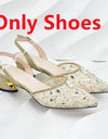 African Wedding Shoes and Bag Set with Rhinestone Italian Design Shoes with Matching Bags Nigerian Lady Party Pumps