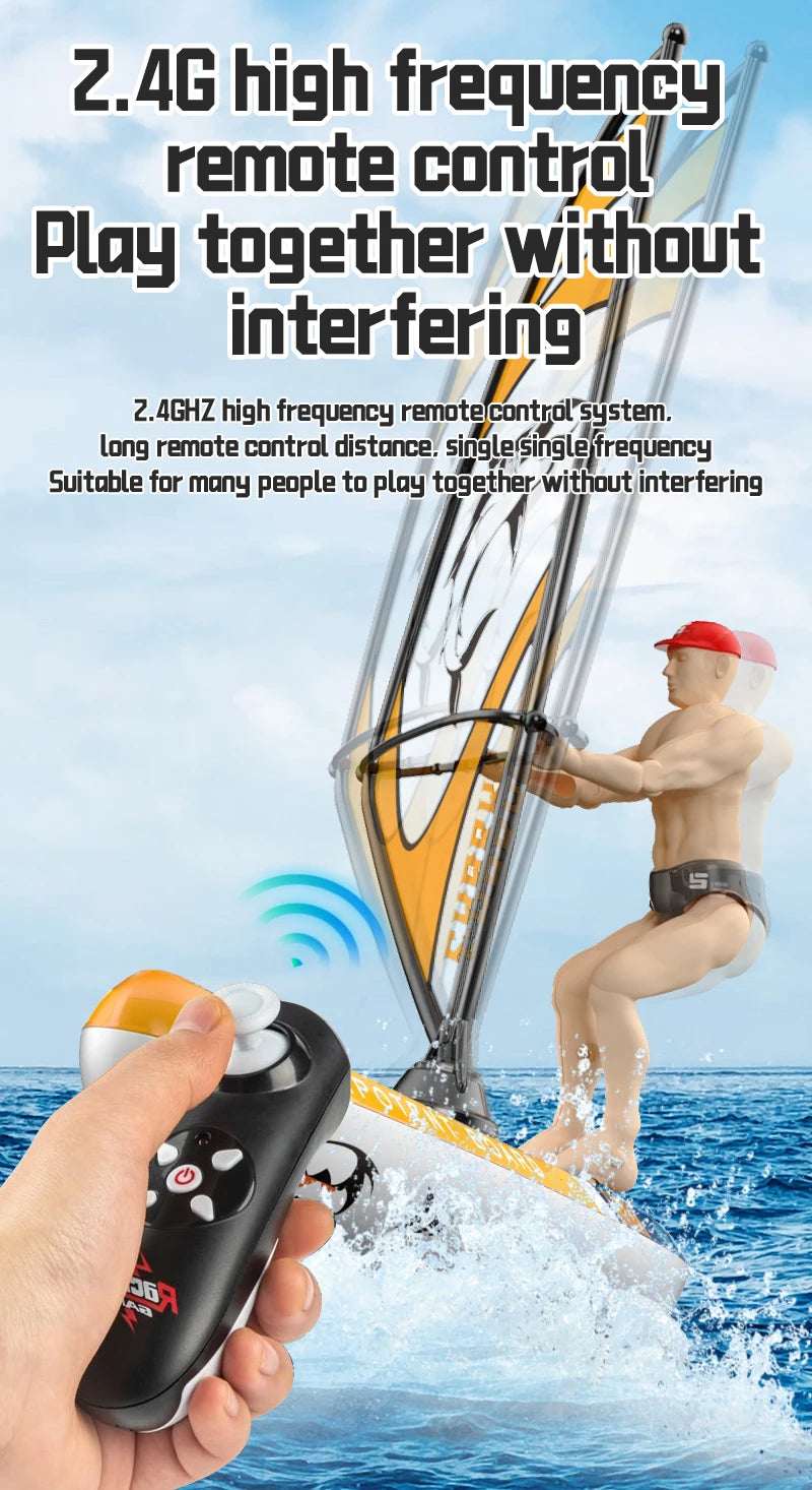 Rc Boat Sailboat Yachting Kayaking Remote Control Sailing Rowing Boat Paddling Summer Pool Waterproof Water Competition Toy