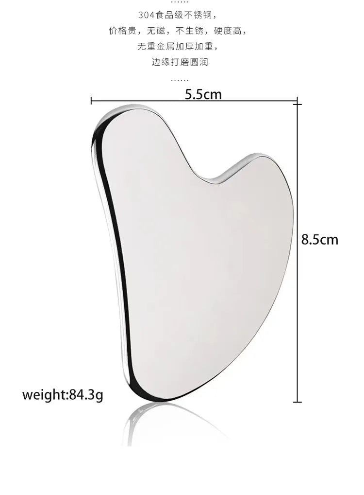 Gua Sha Board Heart Shape Stainless Steel Muscle Massage Tissue Therapy Scraping Plate Promote Blood Circulation Body Relaxation