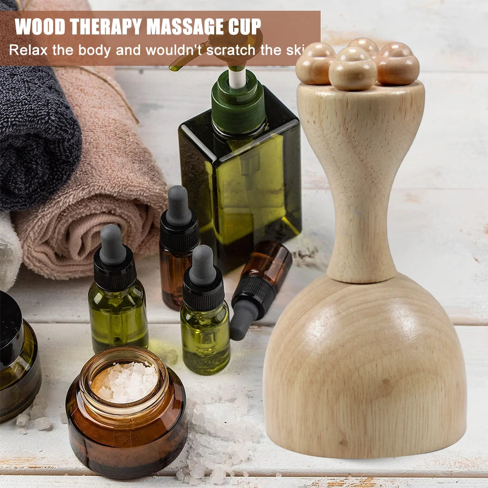 FITPERT Wood Therapy Cup, Wood Therapy Massage Tools for Body Shaping,Body Sculpting Tool Lymphatic Drainage Cellulite Reduction