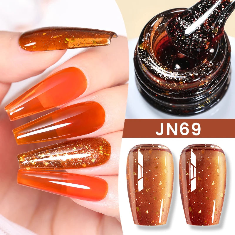 10ml Jelly Nude Gel Nail Polish Autumn Amber Semi Transparent Manicure Soak off UV LED Nails Gel Varnish