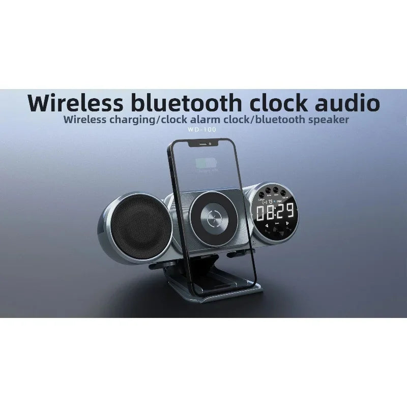 Multifunctional wireless charging Bluetooth clock speaker bedside creative ornament RGB dazzling magnetic subwoofer audio