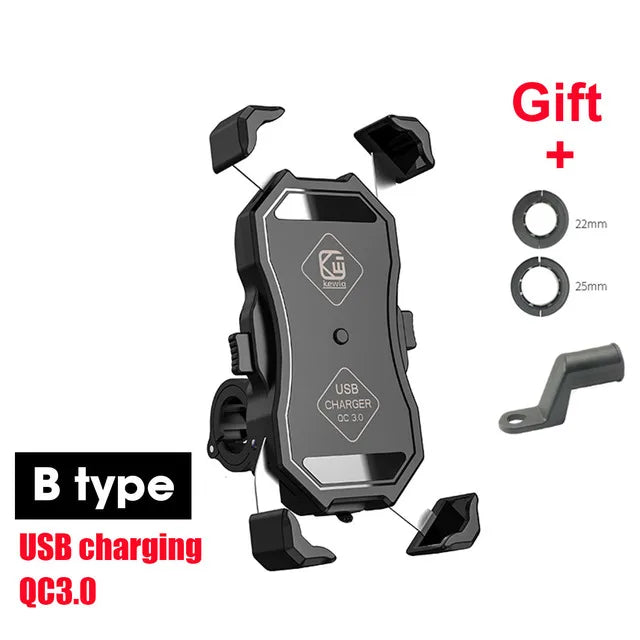Upgraded Motorcycle Phone Holder 15W Wireless Charger USB QC3.0 Fast Charging Bike Smartphone Stand 360 Cellphone Support