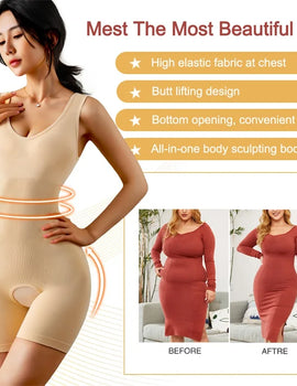 Full Body Shaper for Women – Slimming Waist Trainer Bodysuit with Butt Lifter & Postpartum Support