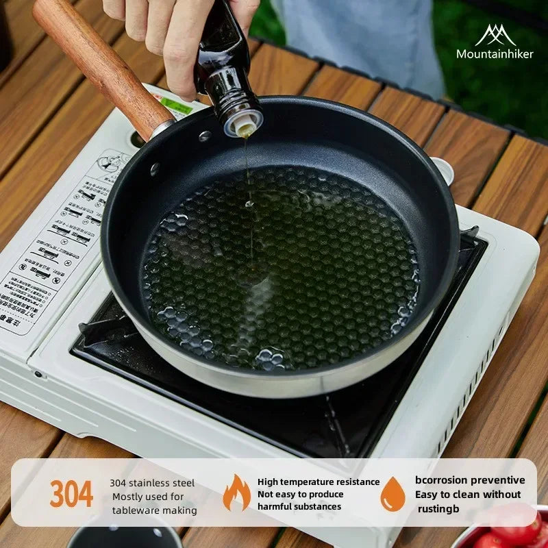 Outdoor Camping Non-stick Frying Pan Breakfast Pancake Pot  Stainless Steel Cooking Food Induction Cooker Fry Pan