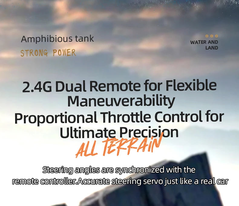 Rc Cars Tank Waterproof Amphibious Water Land All Terrain Tracked Tank Remote Control Crawler Vehicle Outdoor Cars Toy for Boys