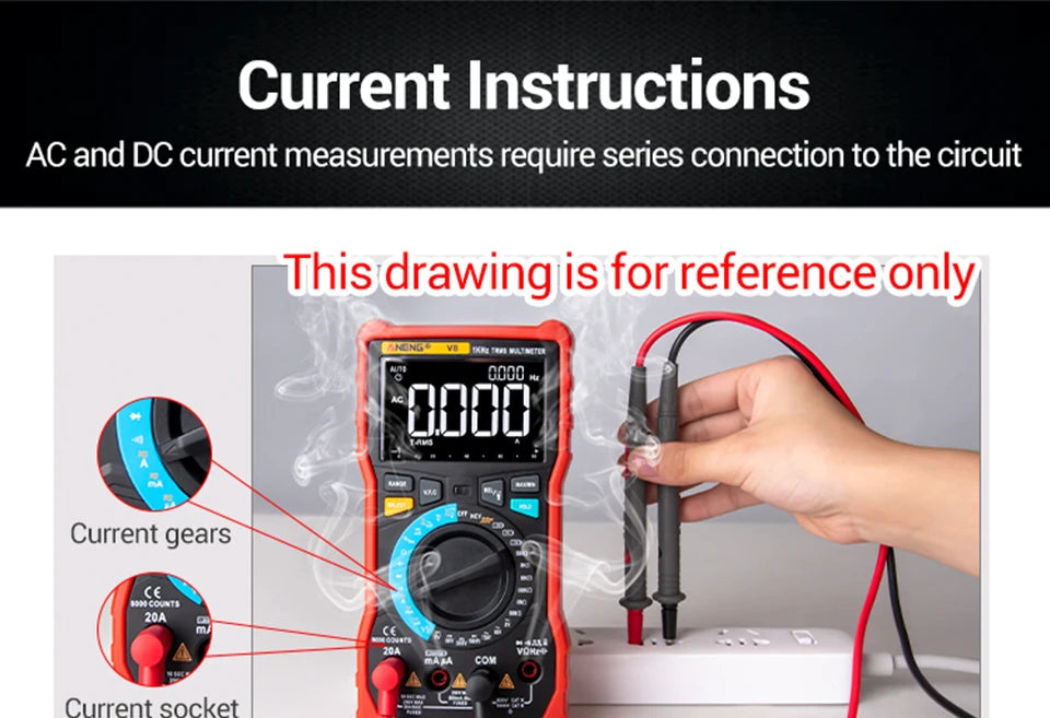 Rechargeable Digital Professional Multimeter Non-contact Voltage Tester AC/DC Voltage Meter LCD Screen Current Tester