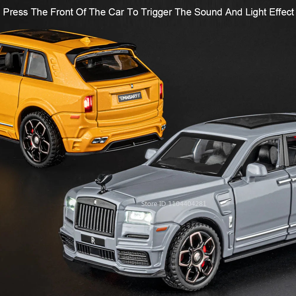 1:36 Rolls-Royce Cullinan 911 Alloy Miniature Model Diecast Toys Car Doors Opened Sound Light Pull Back Vehices Cars Decorations