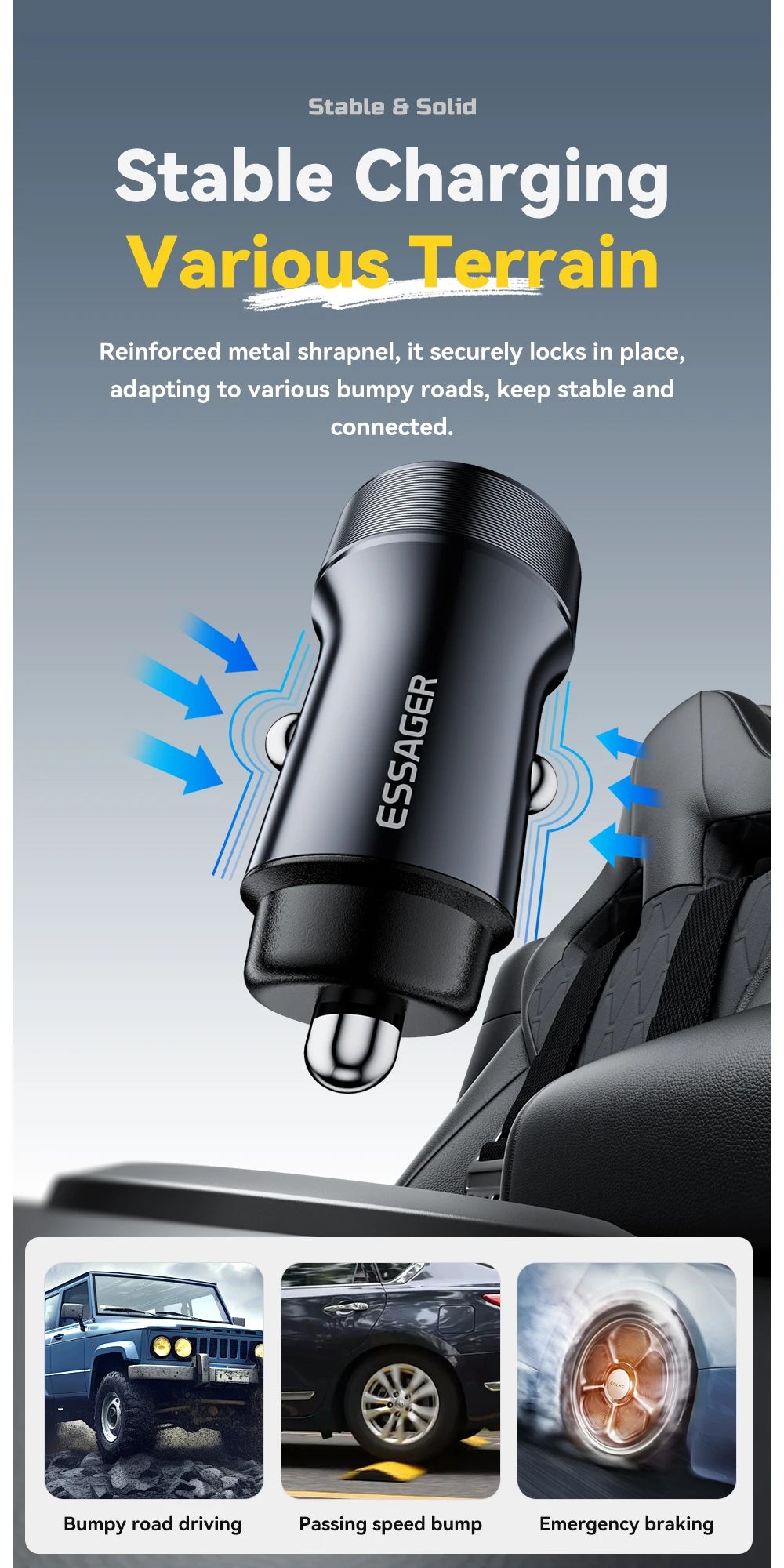 30W Mini USB C Car Charger PD 3.0 QC 3.0 Fast Charging Dual Port Compact Adapter