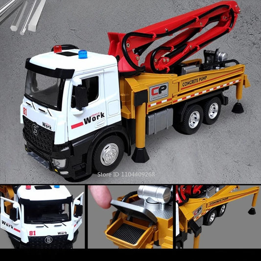 1:24 Scale Watering Cement Dump Trucks Model Garbage Truck Toy Car Sound Light Doors Opened Engineering Vehicles Gifts