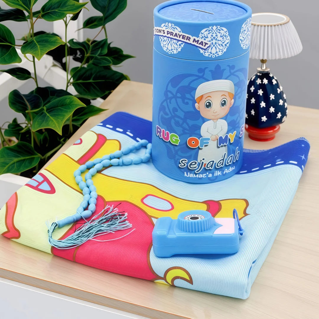 Prayer Rug Prayer Beads with Gift Box Janamaz Soft Sajadah Islamic Gifts Set Portable Prayers Carpet Mat