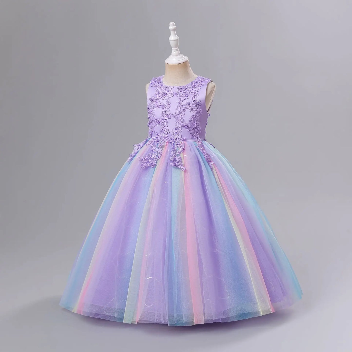 Girls Princess Ball Gown Floral Lace Tutu Dress for Flower Girl / Birthday / Pageant Wedding Party Dress