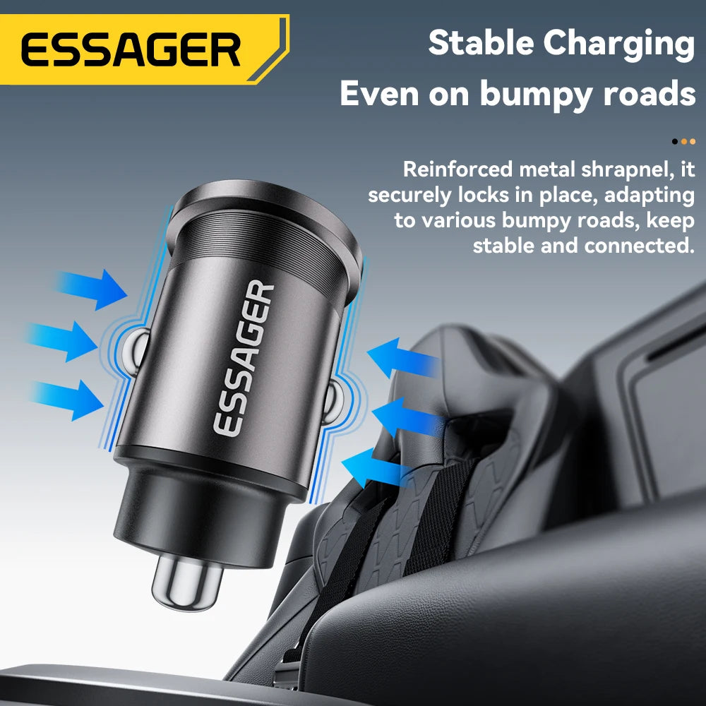 45W Mini USB-C + USB Fast Car Charger (PD 3.0 + QC 3.0)
