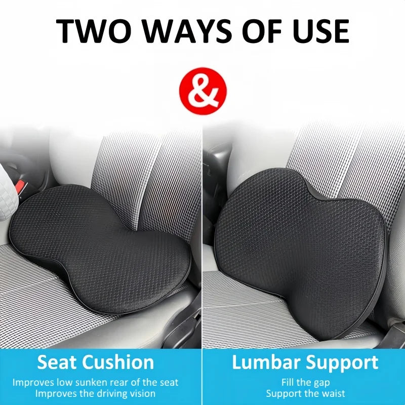 2 in1 Multifunctional Cushion Universal Memory Car Lumbar Pillow Support Driver Back Pain Relief Increased Height Buttocks Pad