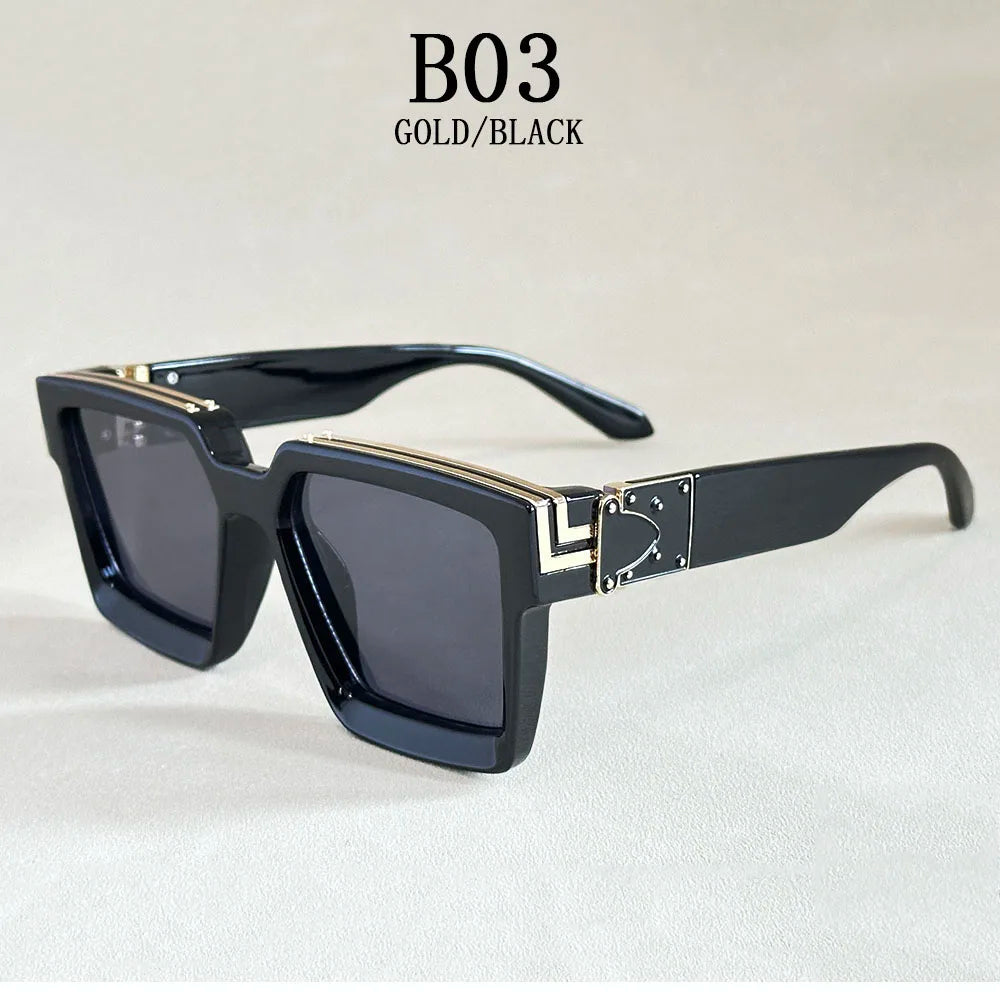 Retro Square Millionaire Sunglasses With UV400 Protection