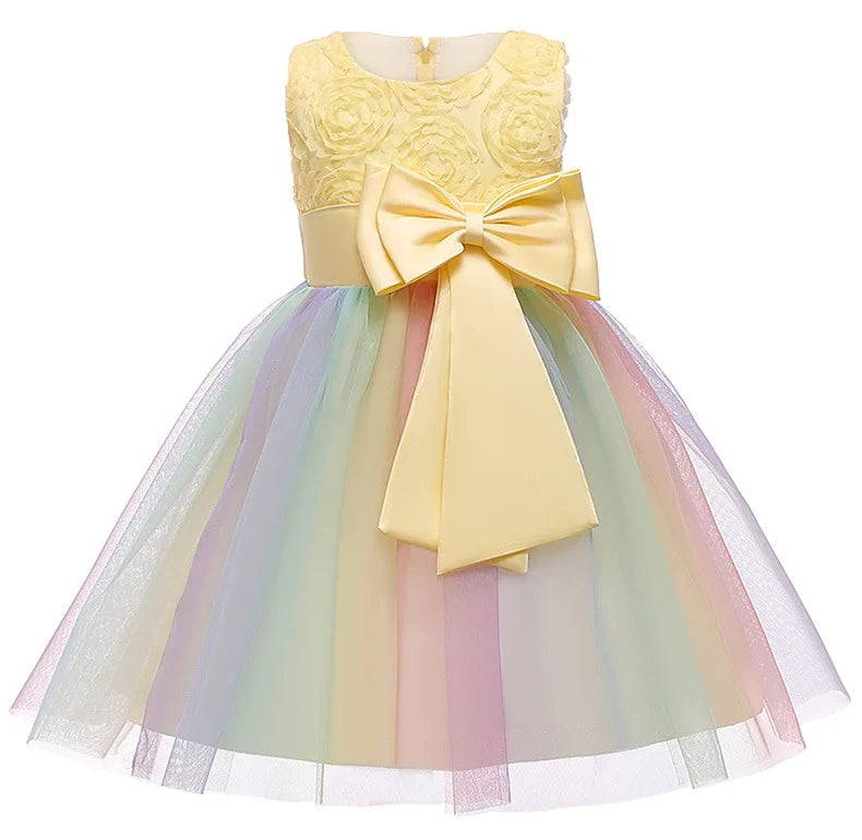 Princess Girl Dress Wedding Birthday Party Frocks for Children Costume With Bow Prom Ball Gown Elegant Party Dress For Girls