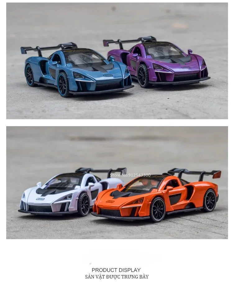 1:32 720S Senna Sports Car Model Toy Doors Opened Metal Die-cast Sound Light Miniature Vehicles Models Boys Collection Gifts