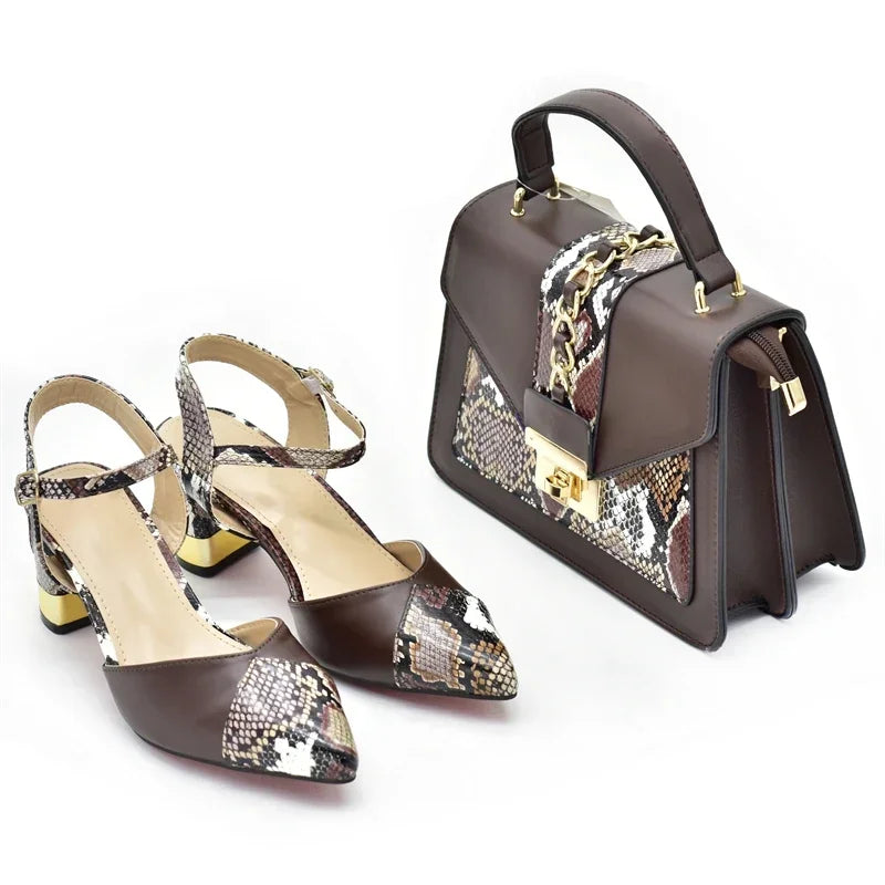 Latest Design Matching Nigerian Party Shoes and Bags for Ladies Patent Leather Shoes for Women Sandals African Bag and Shoe Sets