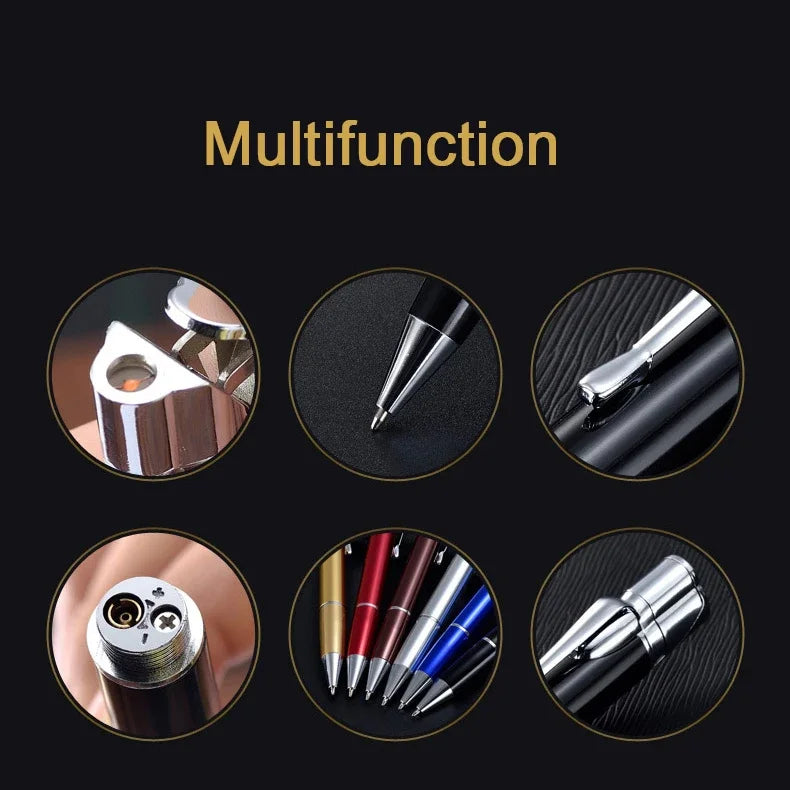 Creative Ball Pen Ligher Green Flame Torch Lighter Unusual Pen Portable Metal Butane Gas Cigarette Lighter Practical Gadget Gift