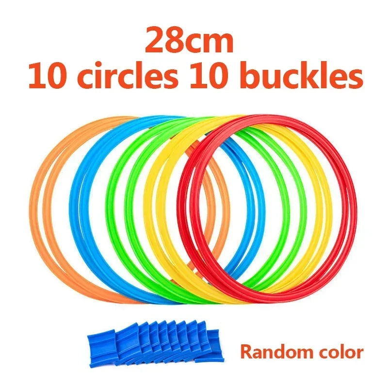 Outdoor s Funny Physical Training Sport Toys Lattice Jump Ring Set Game 10 Hoops 10 Connectors for Park Play Boys Girls