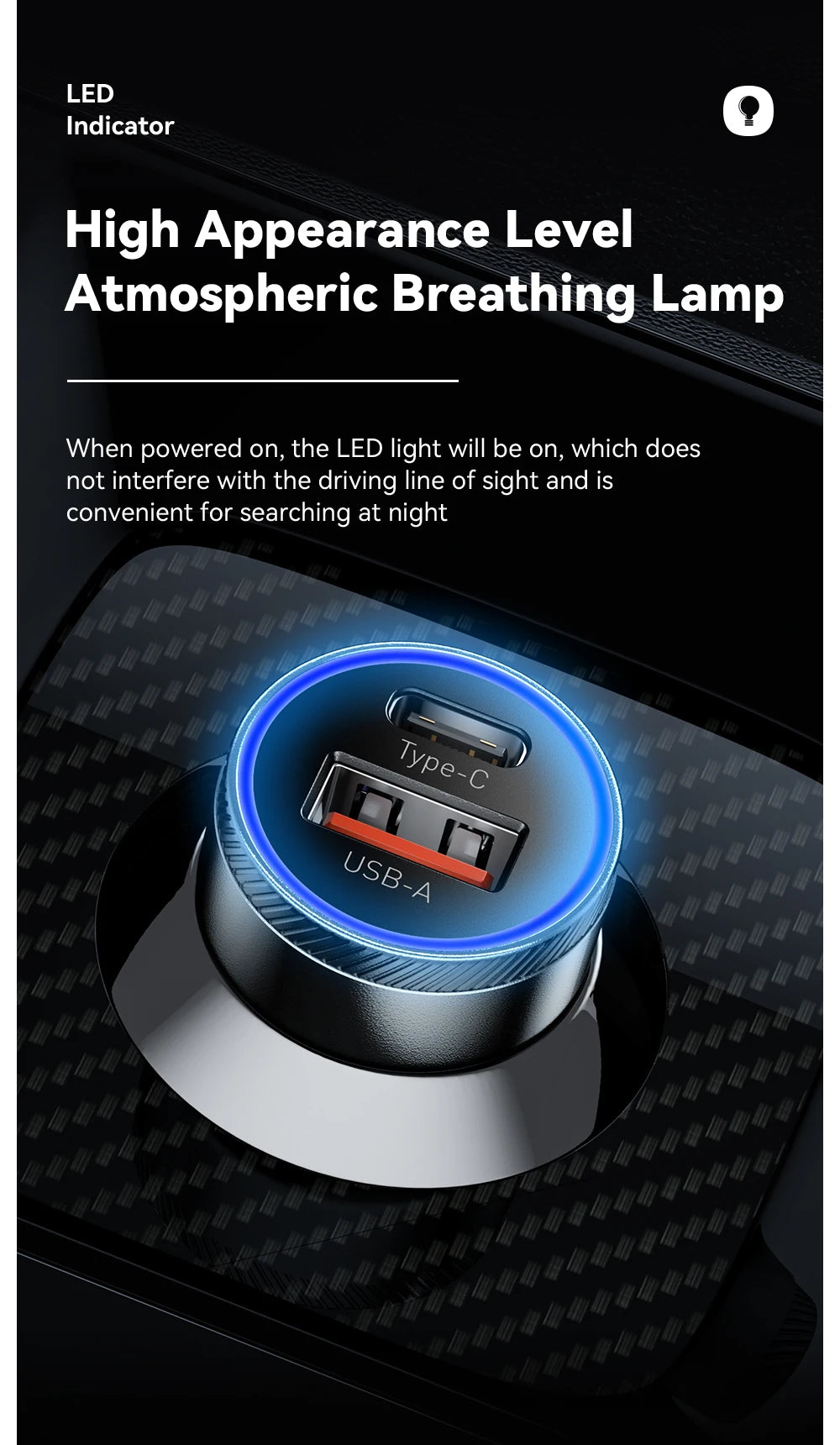 54W USB-C + USB-A Fast Car Charger (PD 3.0 + QC 3.0)