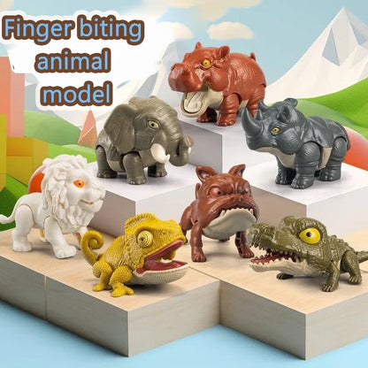 Bite Hand Finger Animal Dinosaur Model Tricky Chameleon Hippo Elephant Interactive Creative Joints Fidget Dino Xmas Boy Gift Toy