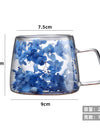 Double Wall Transparent Glass Coffee Cup with Handle Double-layer Heat Insulation High Temperature Juice Milk Cup