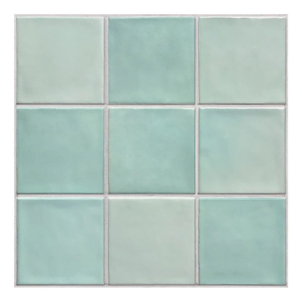 10pcs 3D Tile Stickers, Self-adhesive Green Tile Backsplash for Kitchen Bathroom, Waterproof, Matt, 30 x 30cm, Interior Wall Decor