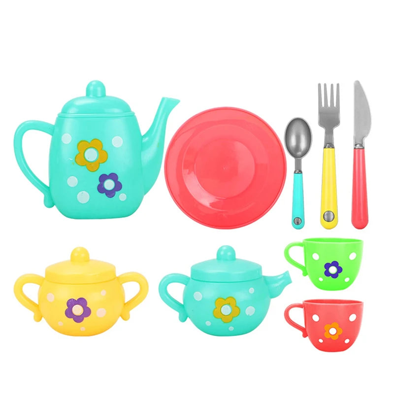 Afternoon Tea Set Toys for Girls Boys Colorful Simulation Play House Tea Cup Teapot Spoon Saucer Cake Kit Toys