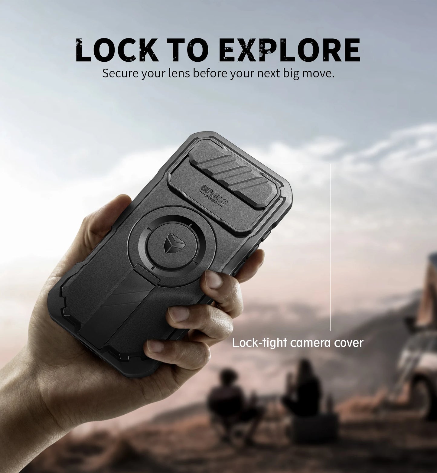 For iphone Air Case Rugged Armor Shockproof Case with Built-in Sliding Camera Cover and Built-in Screen Protector Kickstand
