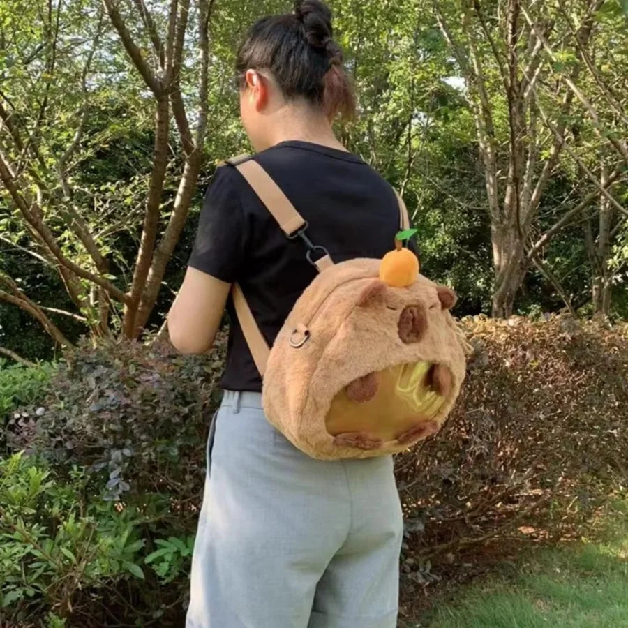 Kawaii Capybara Plush Backpack Soft Shoulder Bag