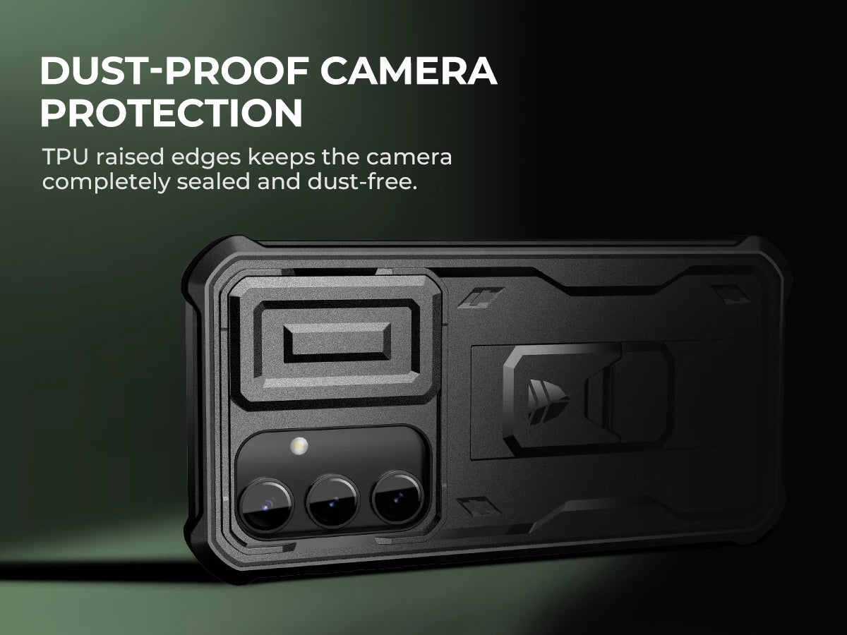For Samsung Galaxy S24 Case 6.2 inch with Built-in Slide Camera Cover Full Body Rugged Case Built-in Screen Protector Kickstand