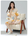 2-Pcs Women’s Summer Cotton Pajama Set – Breathable Short Sleeve Sleepwear with Cute Prints
