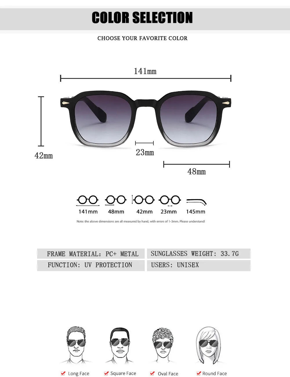 Vintage Square Acetate Frame Sunglasses With UV400 Protection