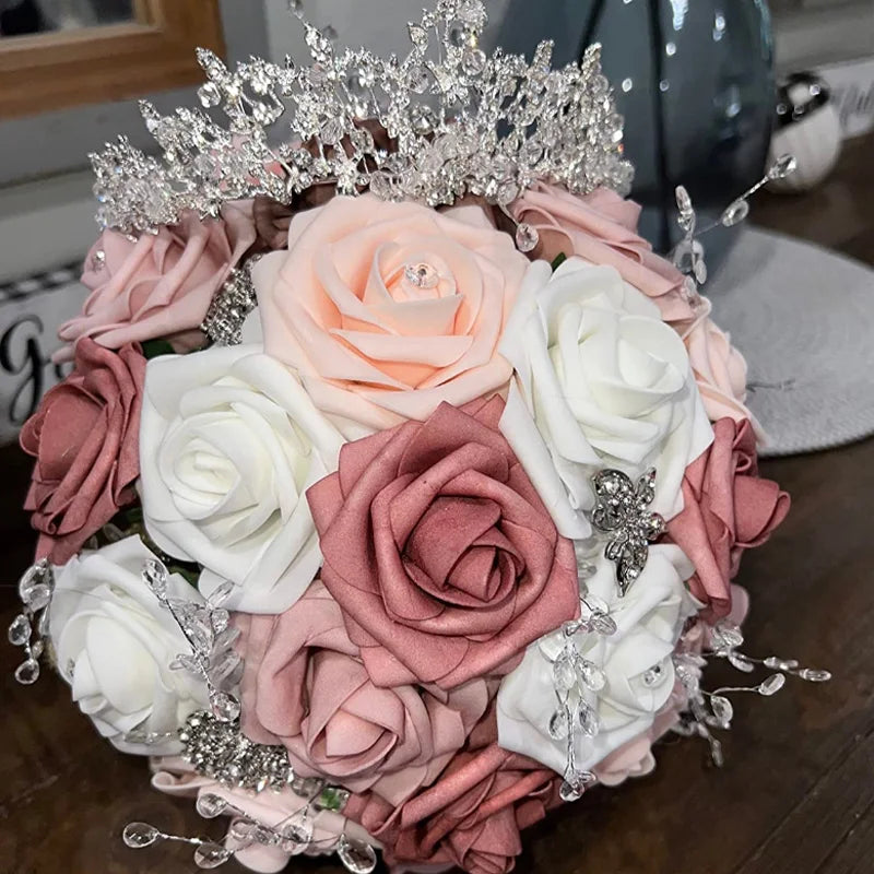 25pcs Artificial Flowers PE Foam Roses W/stem for DIY Wedding Bouquets Centerpieces Christmas Party Arrangement Home Decoration