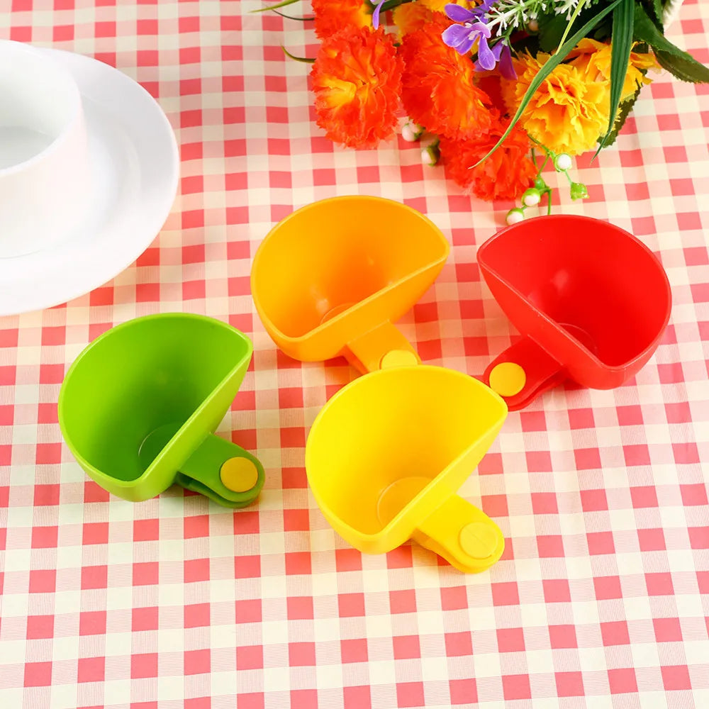 4Pcs/Set Kitchen Dipping Bowl Sauce Holder Hold Seasoning Dishes Dip Clip Bowl Plate Holder Assorted Colors Plate Clip Holders