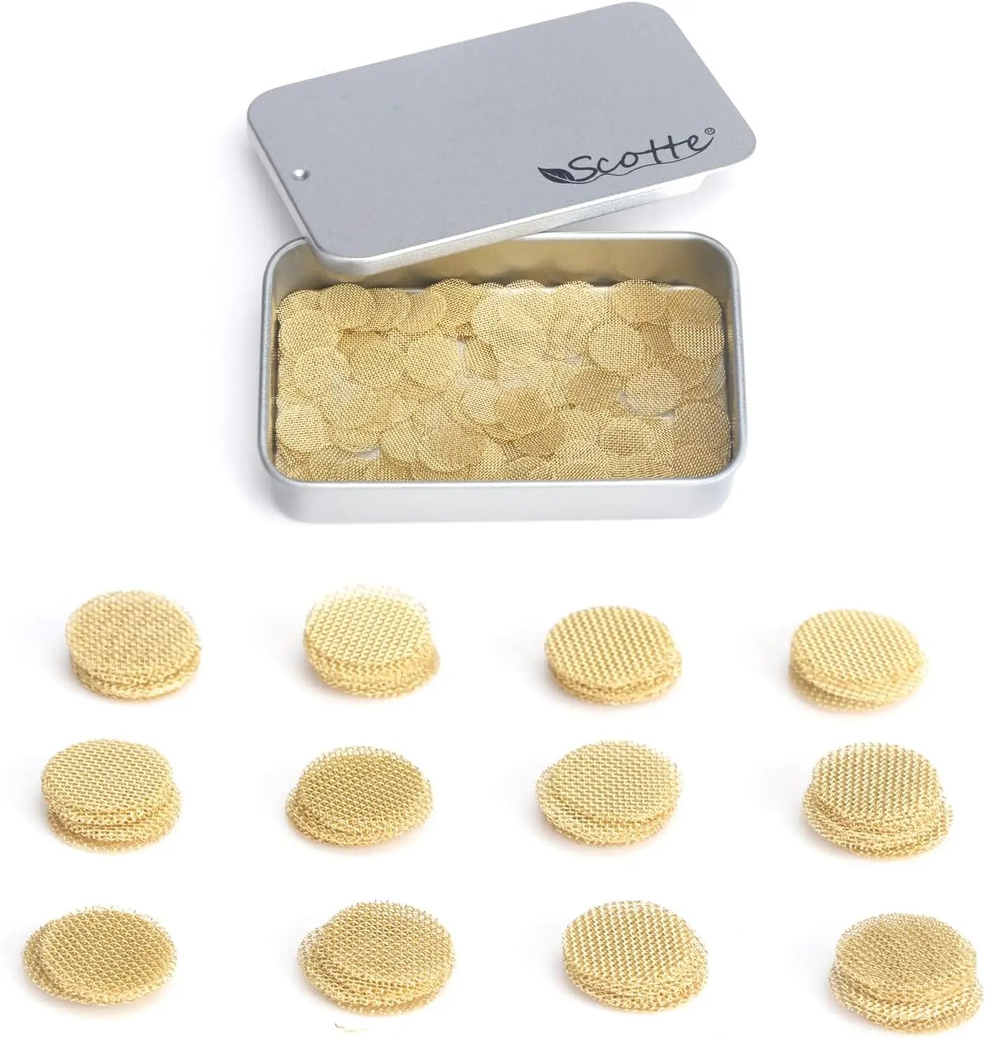 200pcs Brass Pipe Screens,Metal Pipe Filter Screen with Storage Box