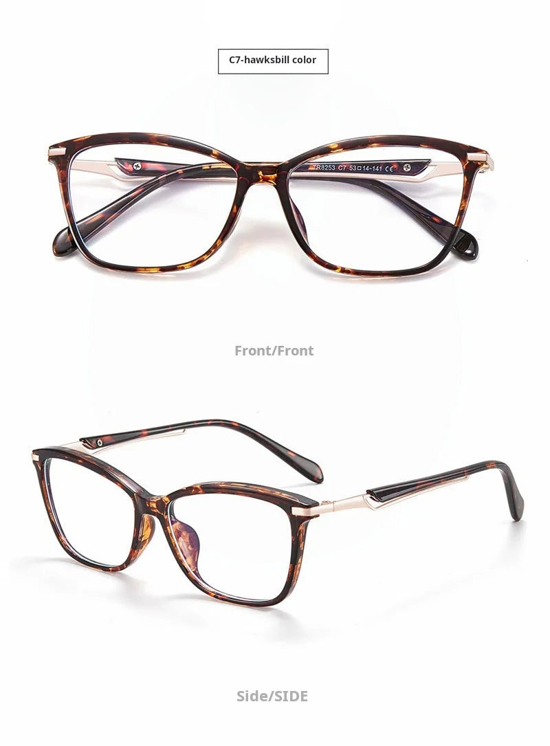 Retro Square Cat Eye Lightweight TR90 Eyeglasses Frames for Women