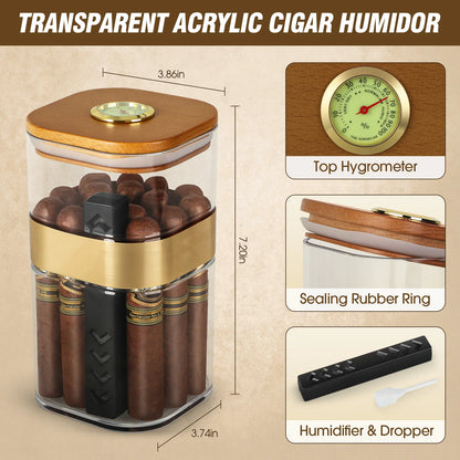 Cigar Humidor Cigar Ashtray Set Wooden Cigar Accessories Cigar Cutter Cigar Jar With Hygrometer Humidifier Cigar