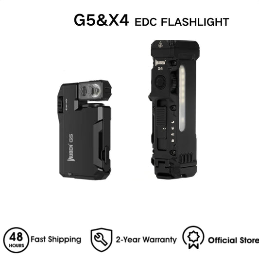 Rechargeable EDC Flashlight Bundle With Magnetic Base And RGB Light