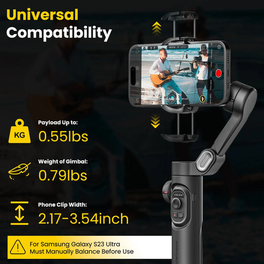 Smart XE Combo1 3 Axis handheld Gimbal Stabilizer For iPhone and Android Smartphone Stabilizer With Extension Rod