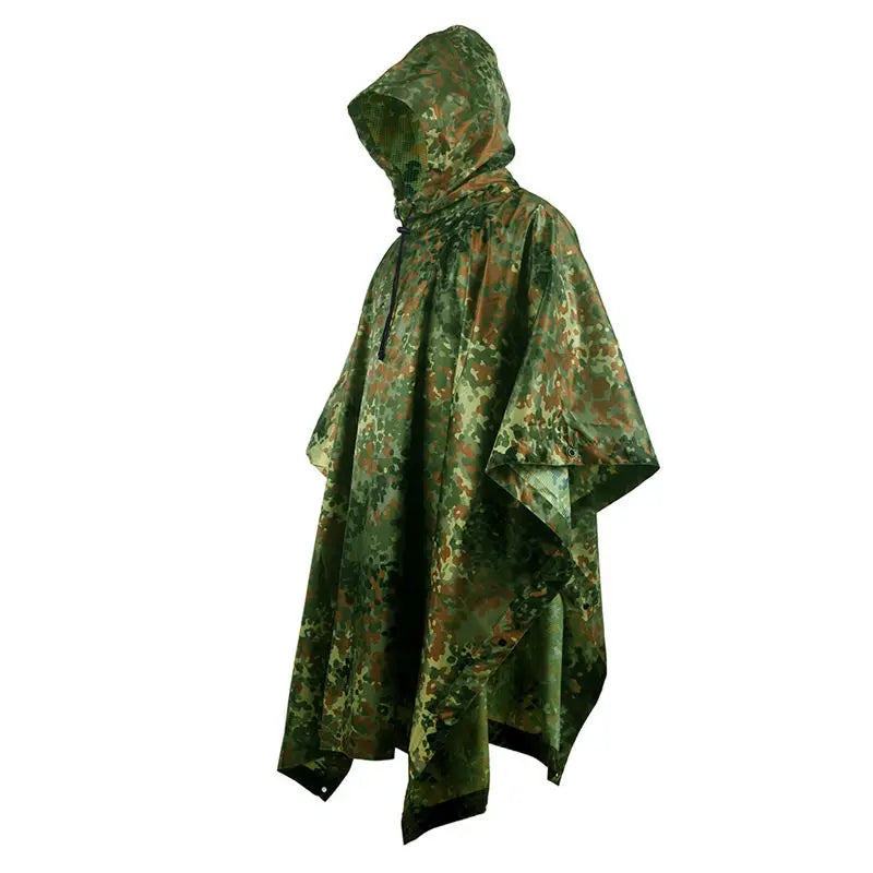 Camouflage Waterproof Folding Rain Poncho for Hiking and Camping