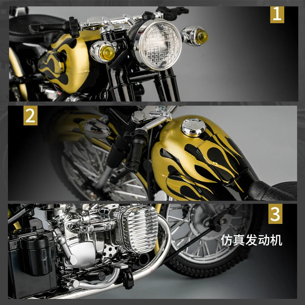 1 10 Scale Alloy Changjiang 750 Motorcycle Model with Sound and Light