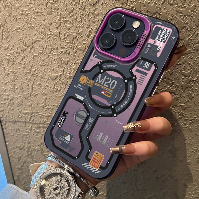 Phone Case For iPhone 16 15 14 17 Air Pro Max Shockproof Mecha-Style Graffiti Shockproof Cover