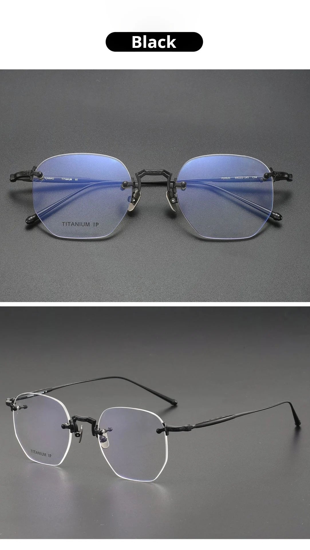 Luxury Lightweight Titanium Rimless Polygonal Eyeglasses Frames