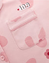 Women’s Winter 100% Cotton Pajama Set – Loose Fit, Turn-Down Collar, Long Sleeves, Cute Pink
