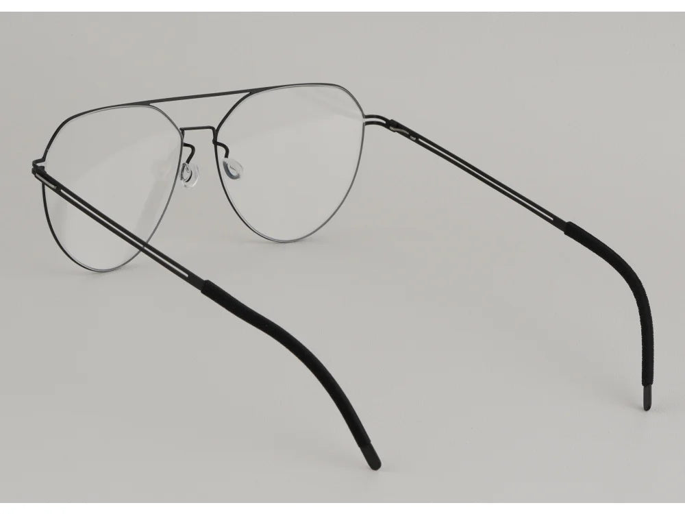 Oversized Pilot Titanium Double Bridge Screwless Eyeglasses Frame