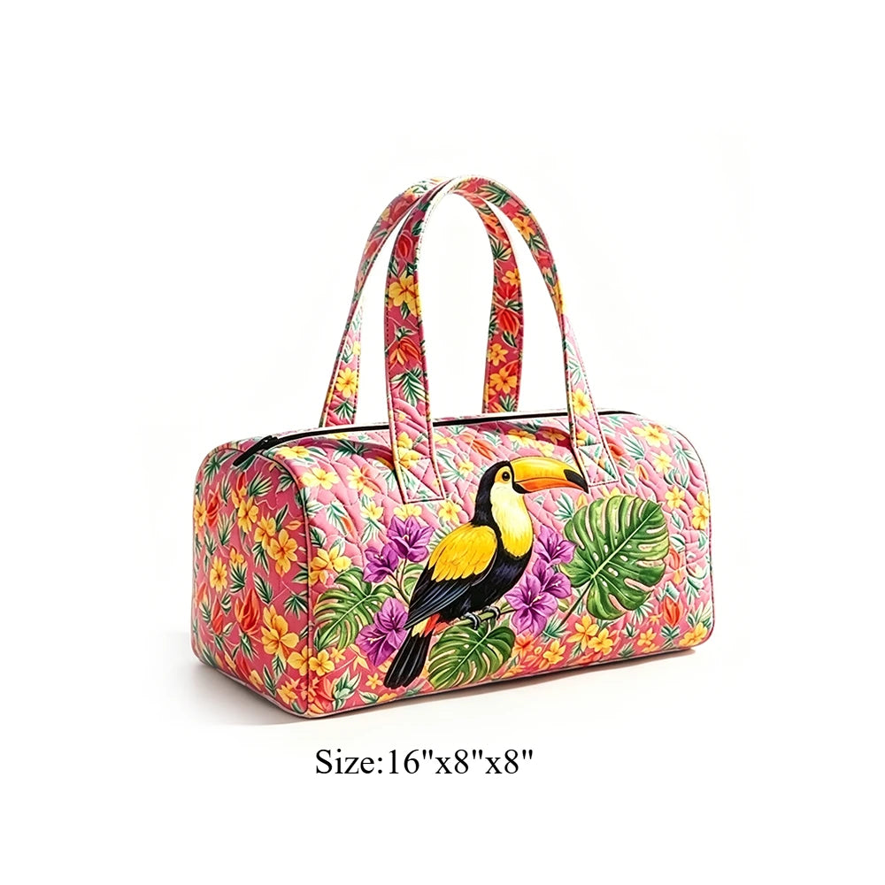 Cat Cow Print Quilted Duffel Bag for Unisex Travel Overnight Carry On Luggage Tote for Gym, Vacation, Sleepover, Book Lover Gift
