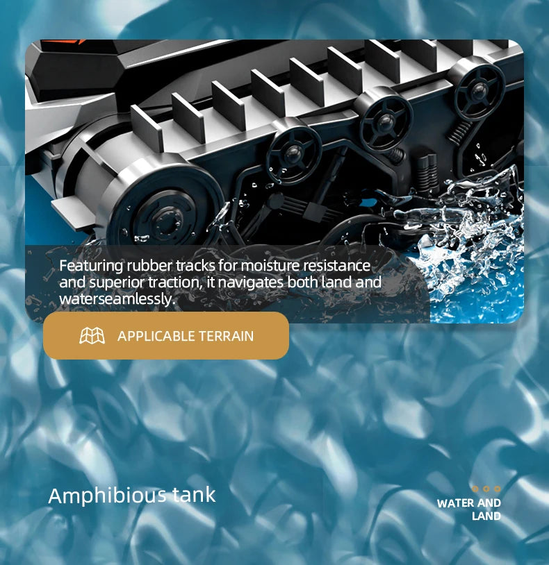 Rc Cars Tank Waterproof Amphibious Water Land All Terrain Tracked Tank Remote Control Crawler Vehicle Outdoor Cars Toy for Boys